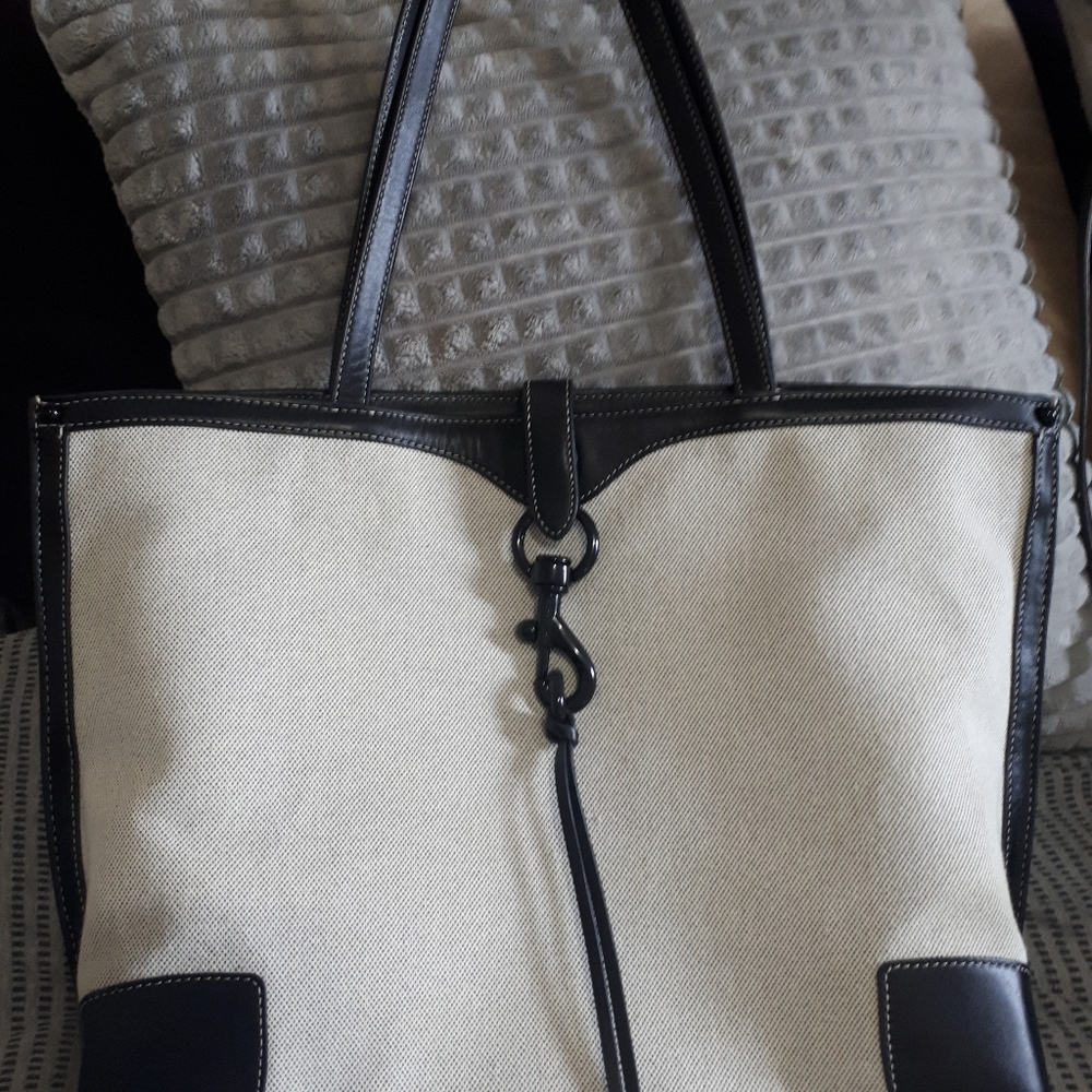 Rebecca Minkoff canvas and leather tote purse bag